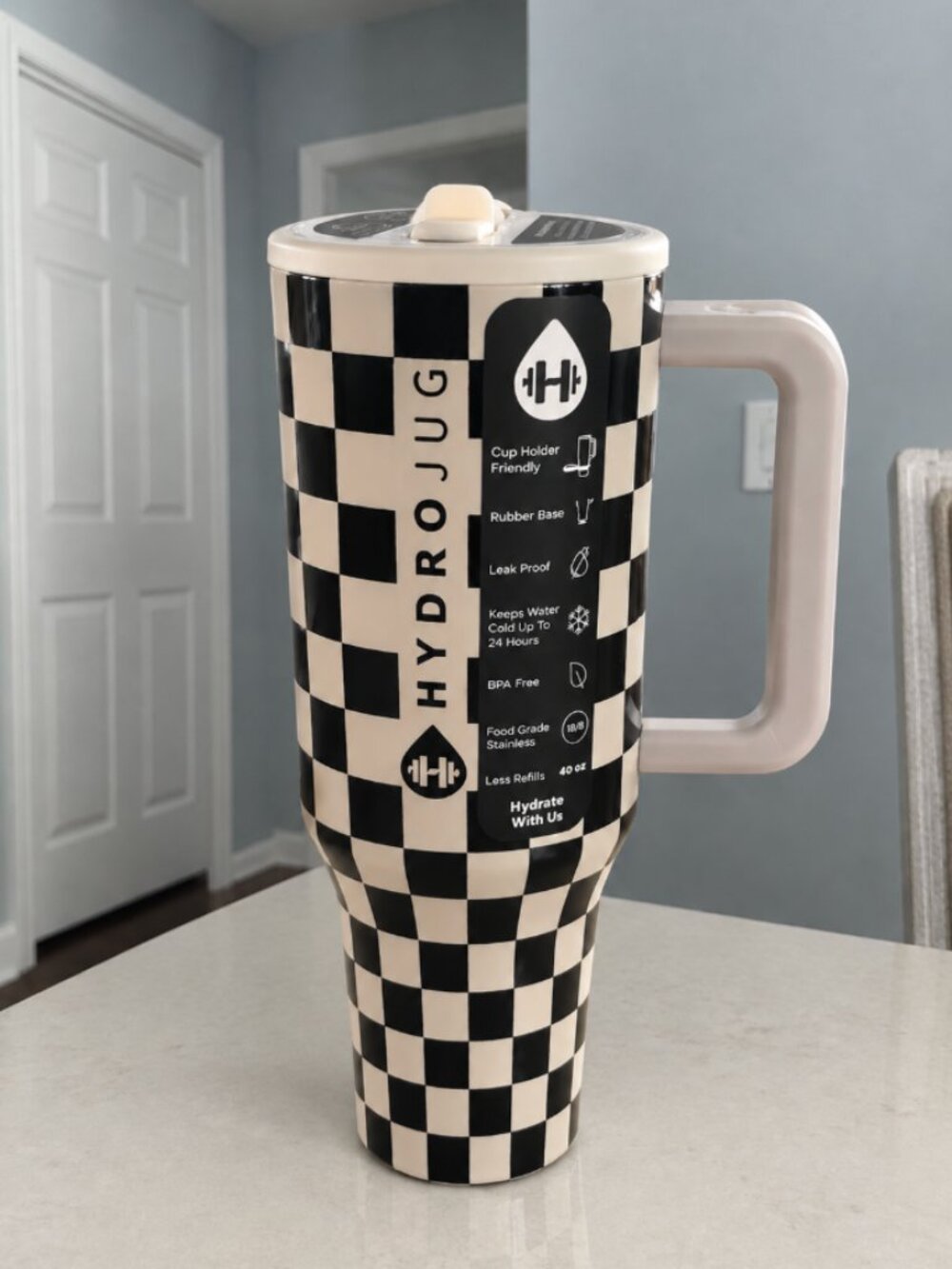 HydroJug Traveler 40 oz Black-White Checkered